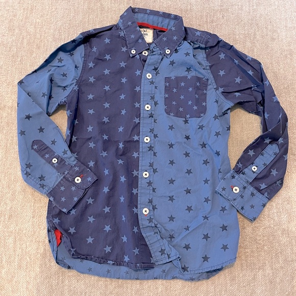 Mini Boden Other - Mini Boden Colorblock Star Button Down Shirt Blue 7 8Y